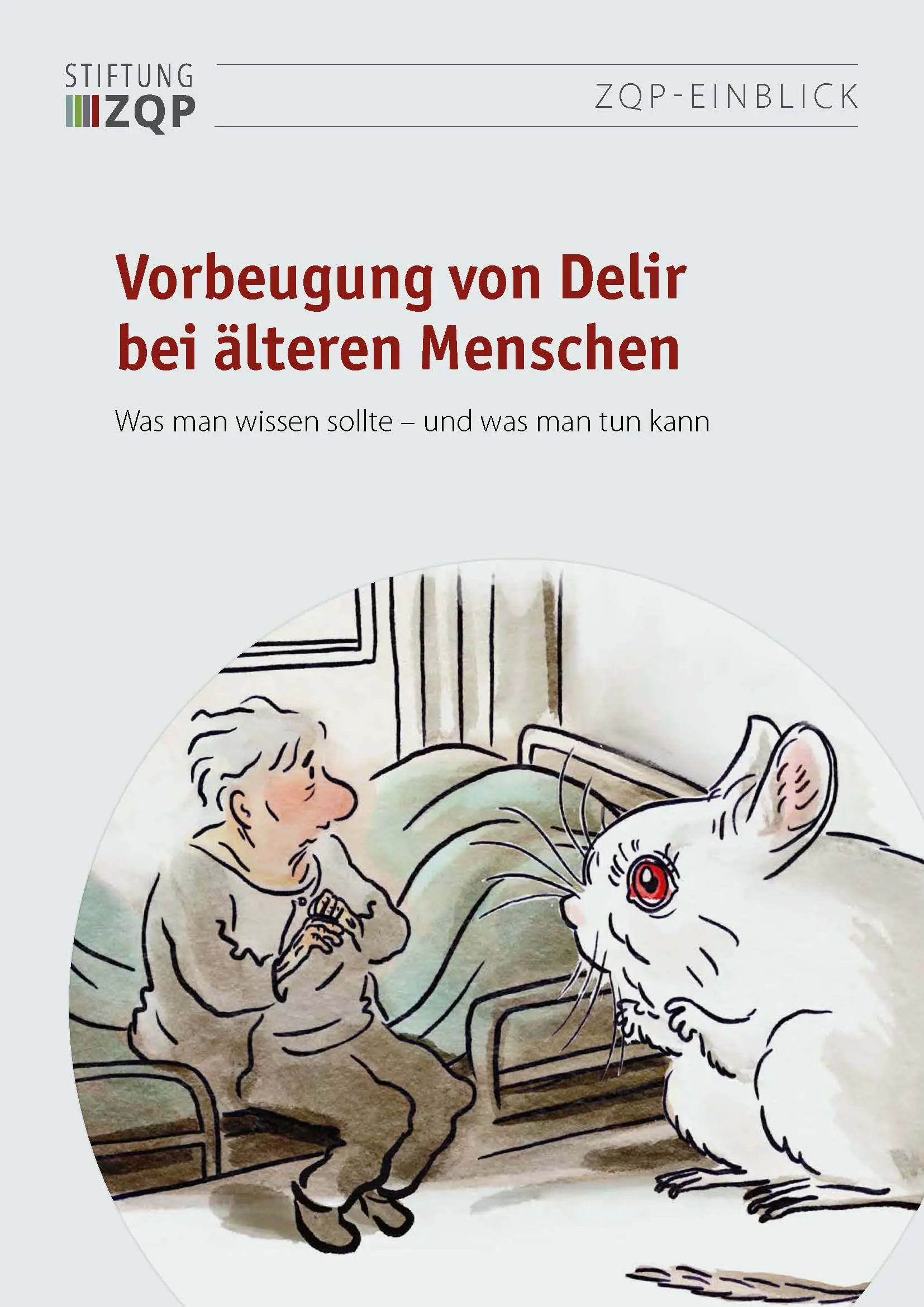 Titelseite der Broschüre „Vorbeugung von Delir bei älteren Menschen“