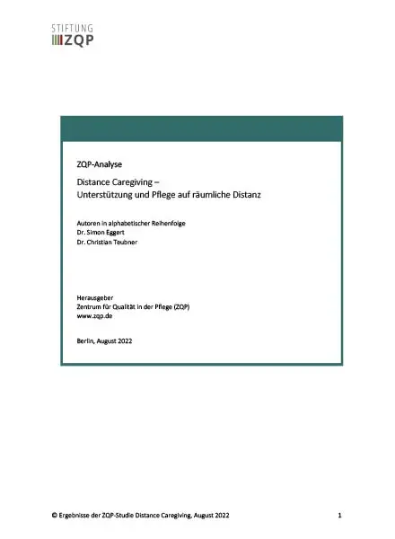 Titelseite ZQP-Analyse Distance Caregiving - Unterstützung und Pflege auf räumliche Distanz