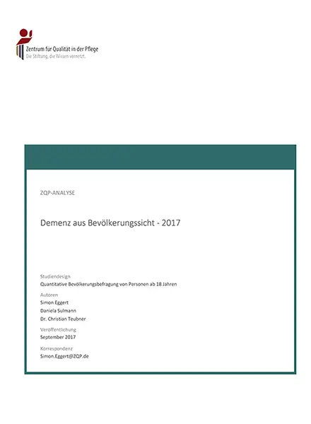 Titelblatt Analyse Demenz aus Bevölkerungssicht 2017