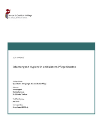 Titelblatt Analyse Erfahrung mit Hygiene in ambulanten Pflegediensten