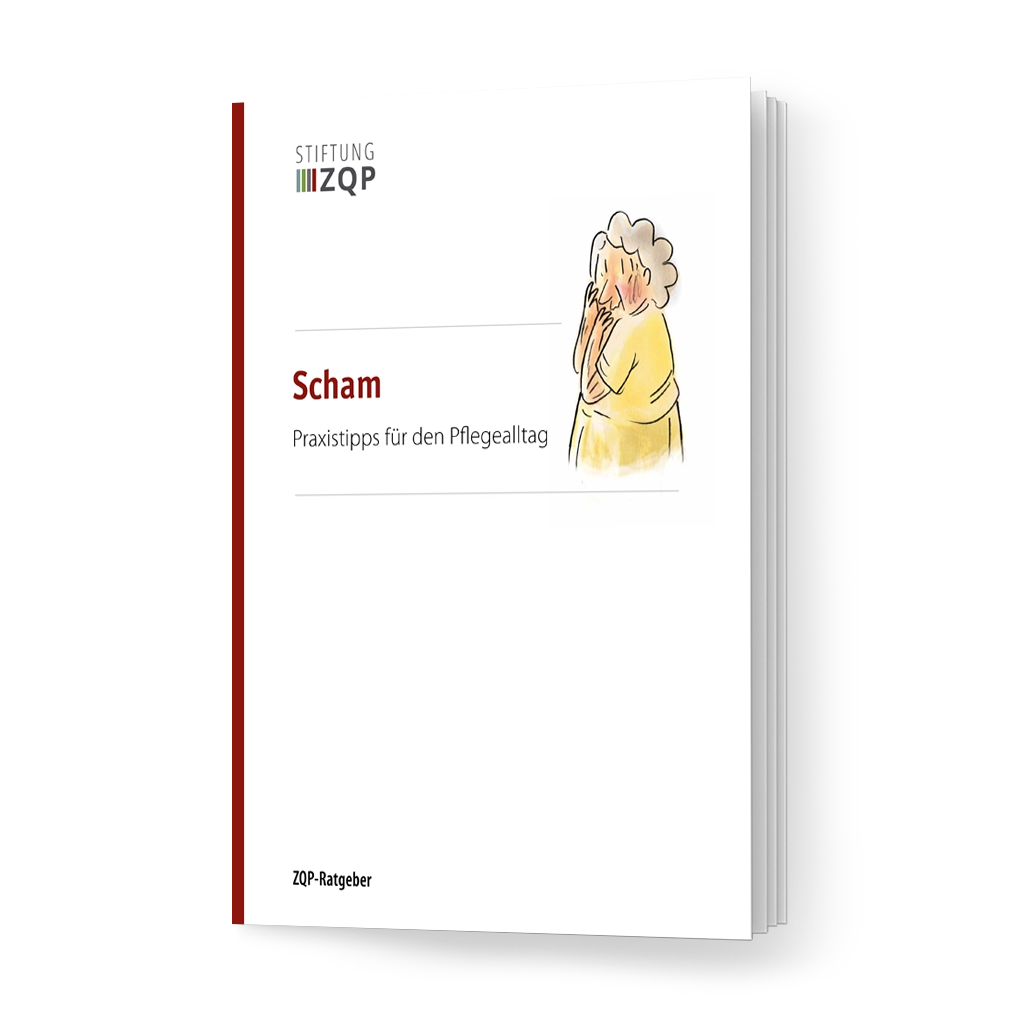 Titelseite der Broschüre „Scham – Praxistipps für den Pflegealltag“