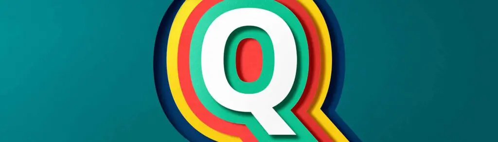 Buchstabe Q mit bunten Umrandungen