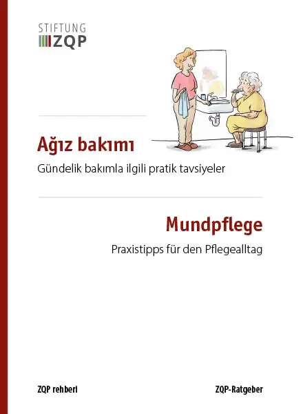 Titelblatt des zweisprachigen ZQP-Ratgebers Mundpflege