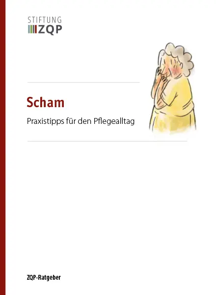 Titelseite der Broschüre „Scham – Praxistipps für den Pflegealltag“